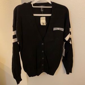 Forever21 girl gang cardigan sweater black cream NWT  S